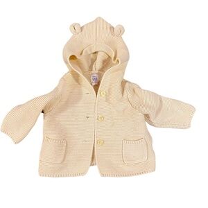 Duo button cardigans with bear ears ( beige and gray)